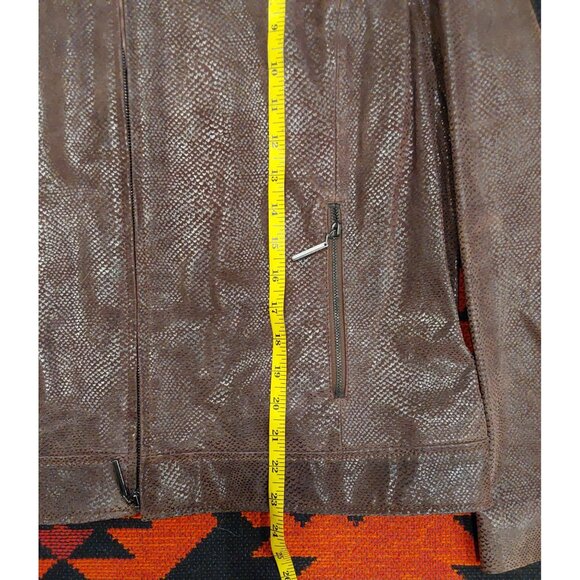NEW Terry Lewis Women's Brown Snakeskin Style Zip Up Leather Jacket. Large - Picture 10 of 16